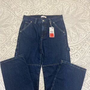 Mango Dark Blue Straight Leg Jeans